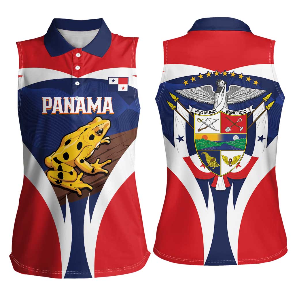 Panama Golden Frog Women Sleeveless Polo Shirt Coat Of Arms - Sporty Style - Wonder Print Shop