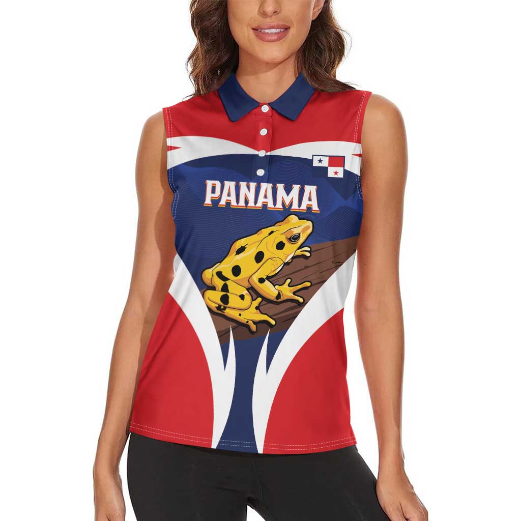 Panama Golden Frog Women Sleeveless Polo Shirt Coat Of Arms - Sporty Style - Wonder Print Shop