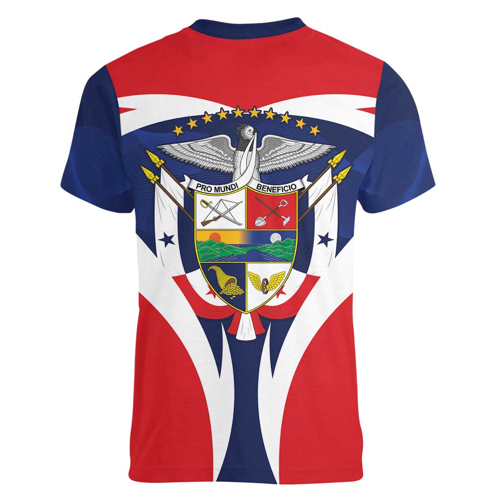 Panama Golden Frog Women V-Neck T-Shirt Coat Of Arms - Sporty Style - Wonder Print Shop