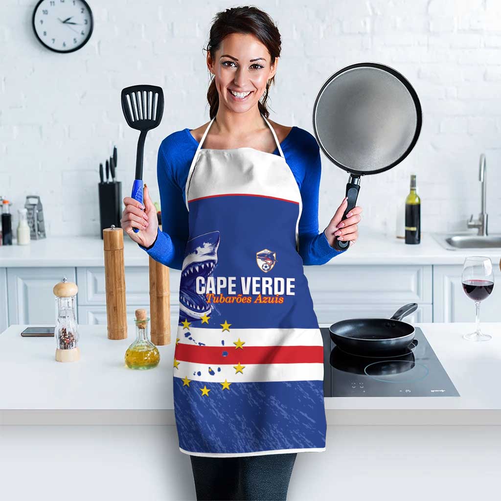 Cape Verde Football Apron Come On Tubaroes Azuis Shark - Wonder Print Shop