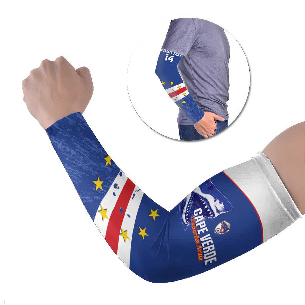 Cape Verde Football Custom Arm Sleeves Come On Tubaroes Azuis Shark - Wonder Print Shop