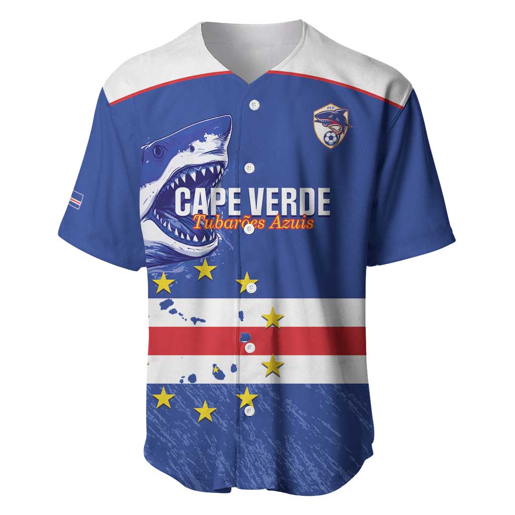 Cape Verde Football Custom Baseball Jersey Come On Tubaroes Azuis Shark - Wonder Print Shop
