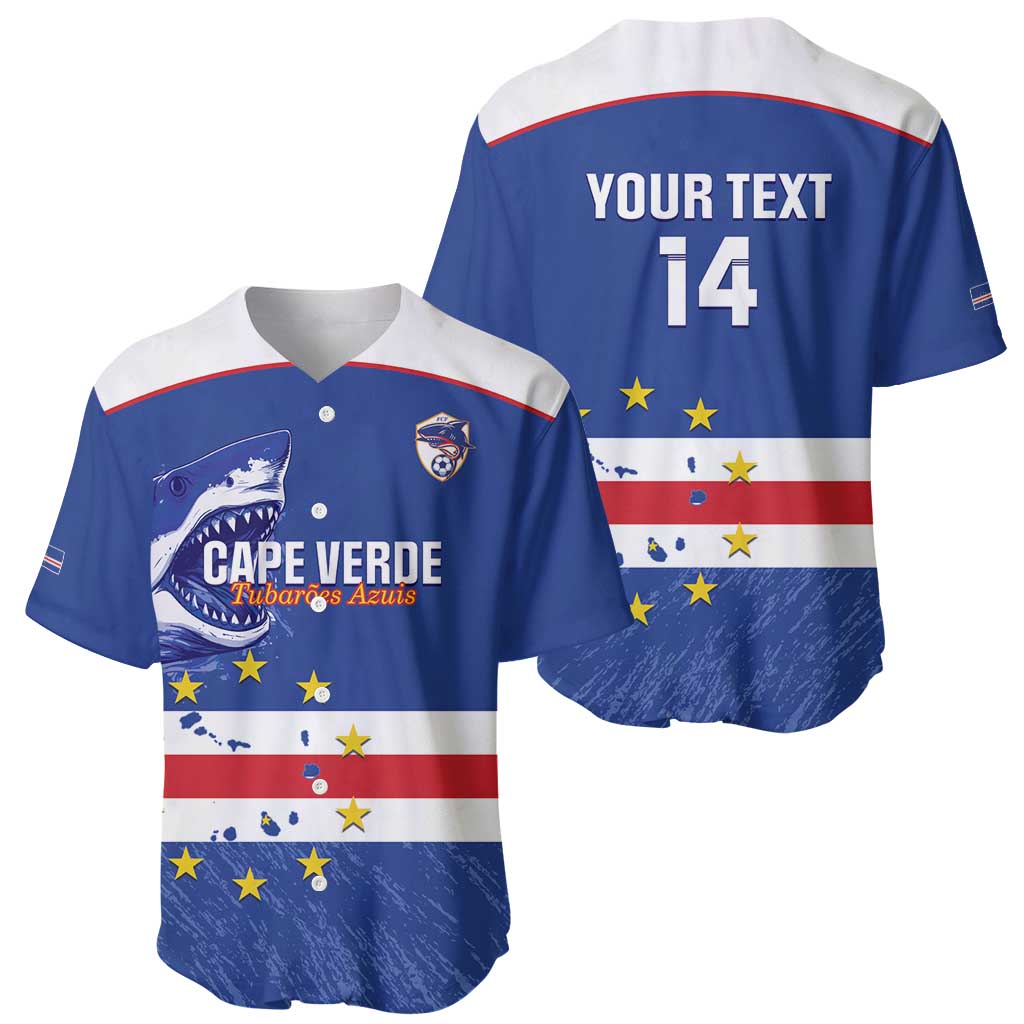 Cape Verde Football Custom Baseball Jersey Come On Tubaroes Azuis Shark - Wonder Print Shop