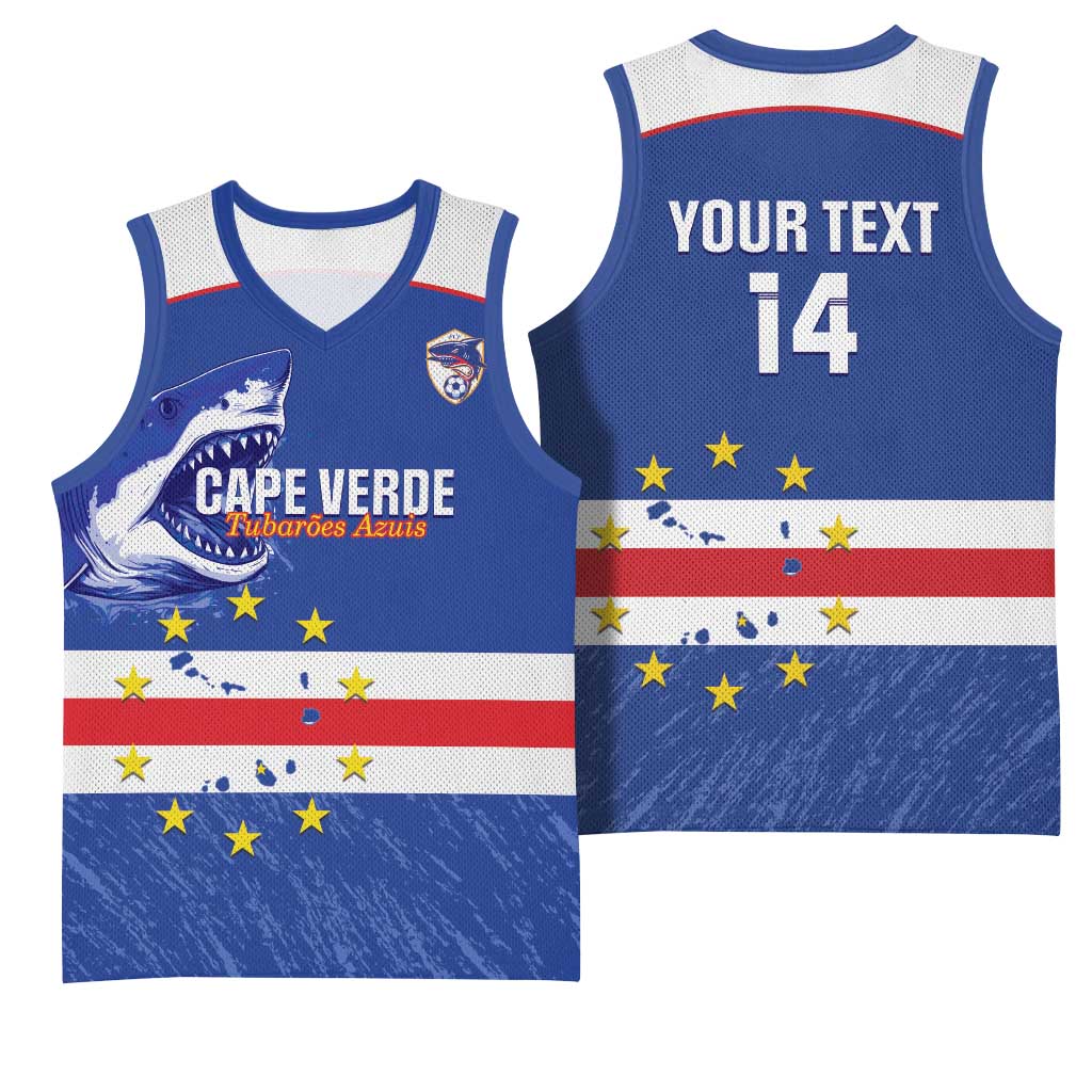 Cape Verde Football Custom Basketball Jersey Come On Tubaroes Azuis Shark - Wonder Print Shop
