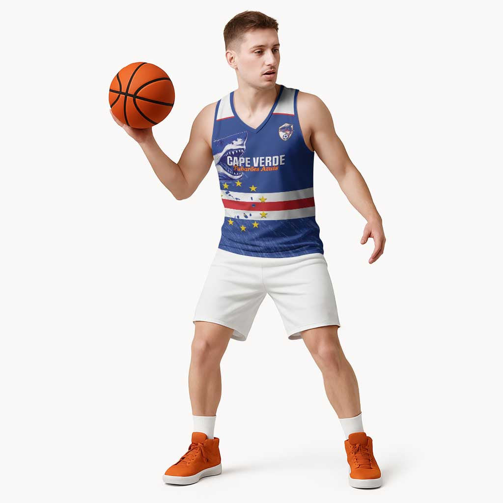 Cape Verde Football Custom Basketball Jersey Come On Tubaroes Azuis Shark - Wonder Print Shop