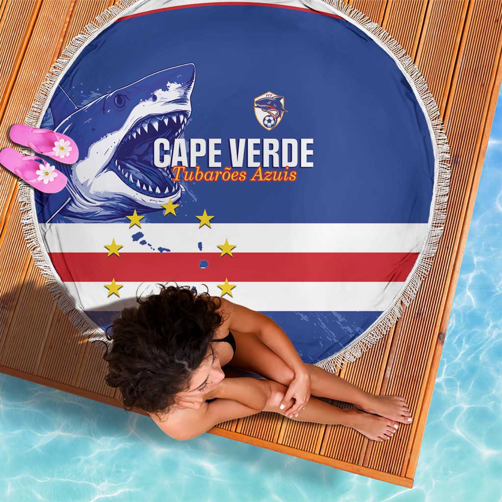 Cape Verde Football Beach Blanket Come On Tubaroes Azuis Shark - Wonder Print Shop