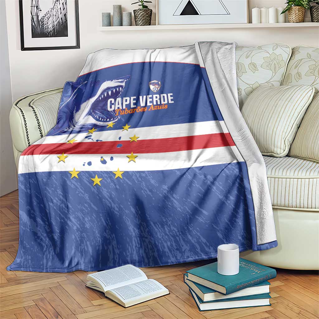 Cape Verde Football Blanket Come On Tubaroes Azuis Shark - Wonder Print Shop