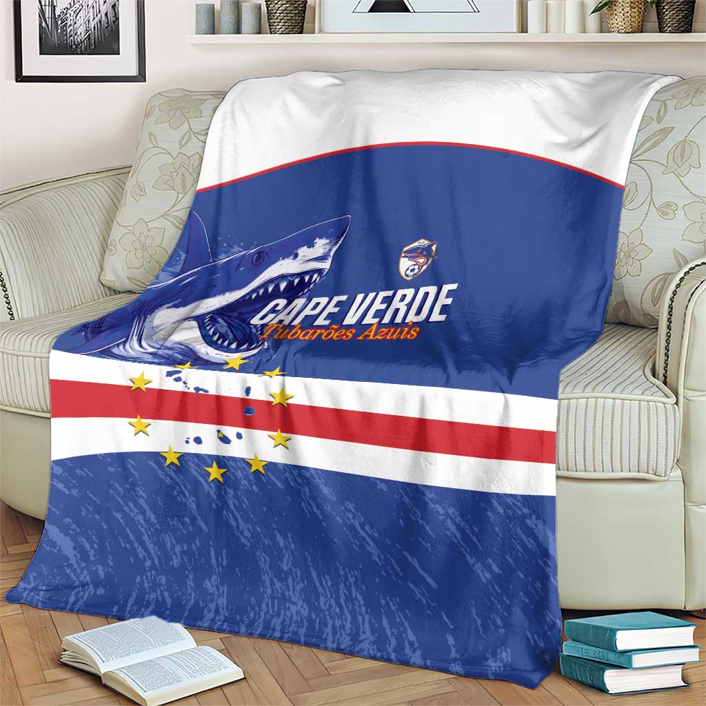 Cape Verde Football Blanket Come On Tubaroes Azuis Shark - Wonder Print Shop