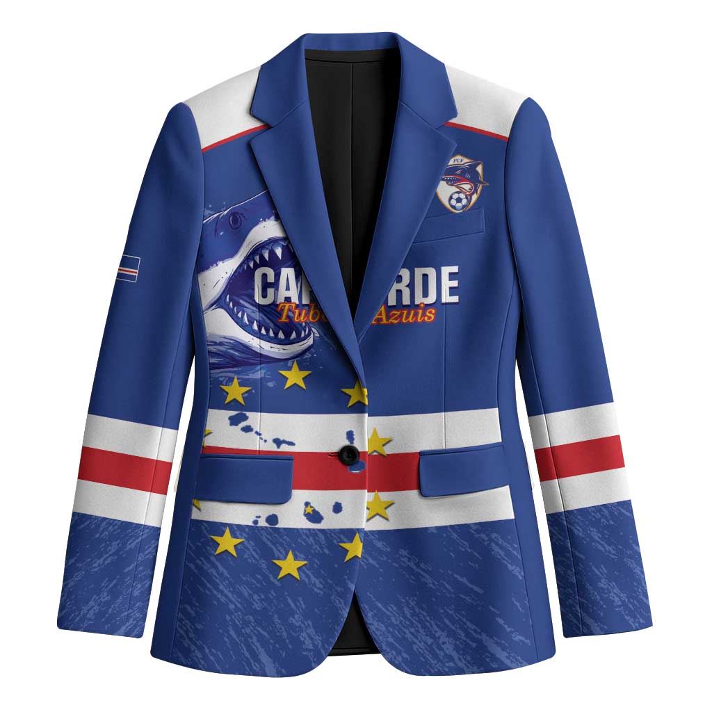 Cape Verde Football Custom Blazer Come On Tubaroes Azuis Shark - Wonder Print Shop