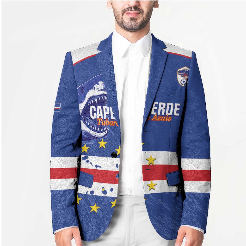 Cape Verde Football Custom Blazer Come On Tubaroes Azuis Shark - Wonder Print Shop
