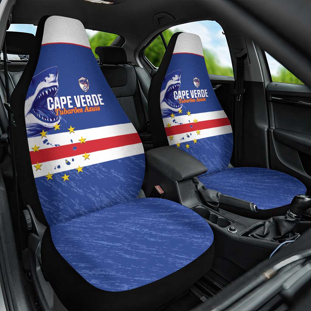 Cape Verde Football Car Seat Cover Come On Tubaroes Azuis Shark - Wonder Print Shop