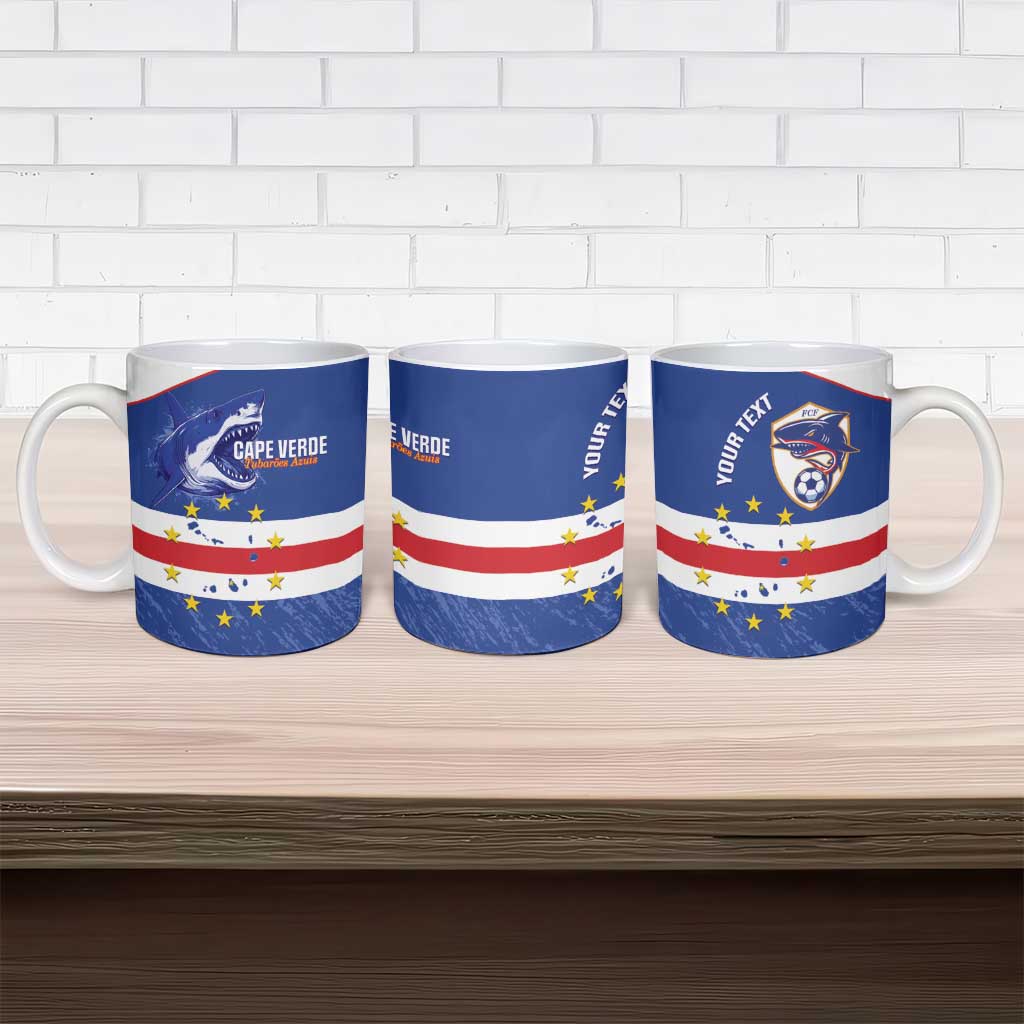 Cape Verde Football Custom Ceramic Mug Come On Tubaroes Azuis Shark - Wonder Print Shop