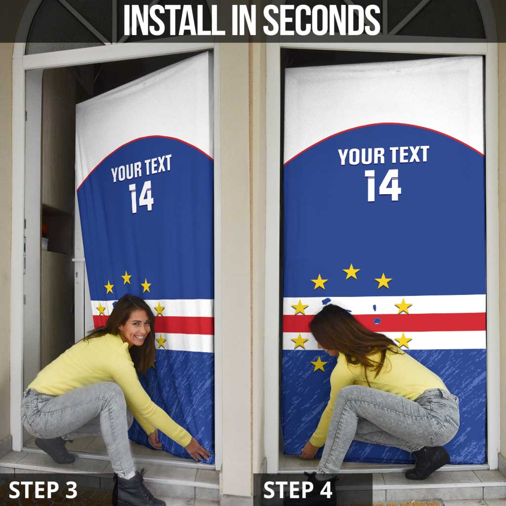 Cape Verde Football Custom Door Cover Come On Tubaroes Azuis Shark - Wonder Print Shop