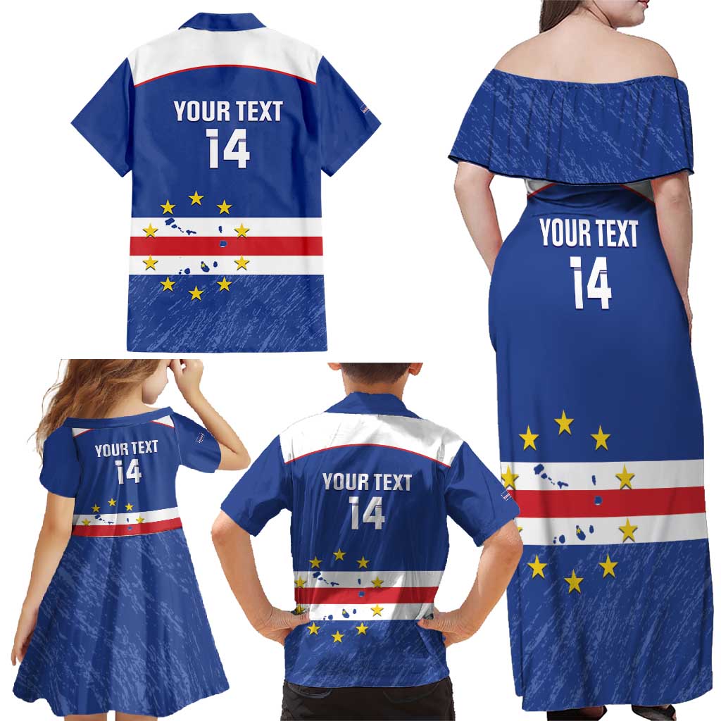 Cape Verde Football Custom Family Matching Off Shoulder Maxi Dress and Hawaiian Shirt Come On Tubaroes Azuis Shark - Wonder Print Shop