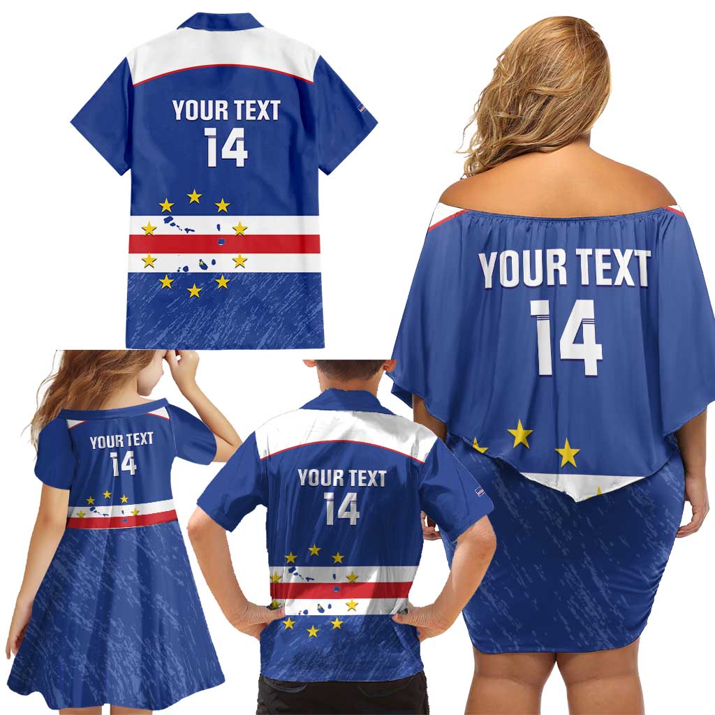 Cape Verde Football Custom Family Matching Off Shoulder Short Dress and Hawaiian Shirt Come On Tubaroes Azuis Shark - Wonder Print Shop