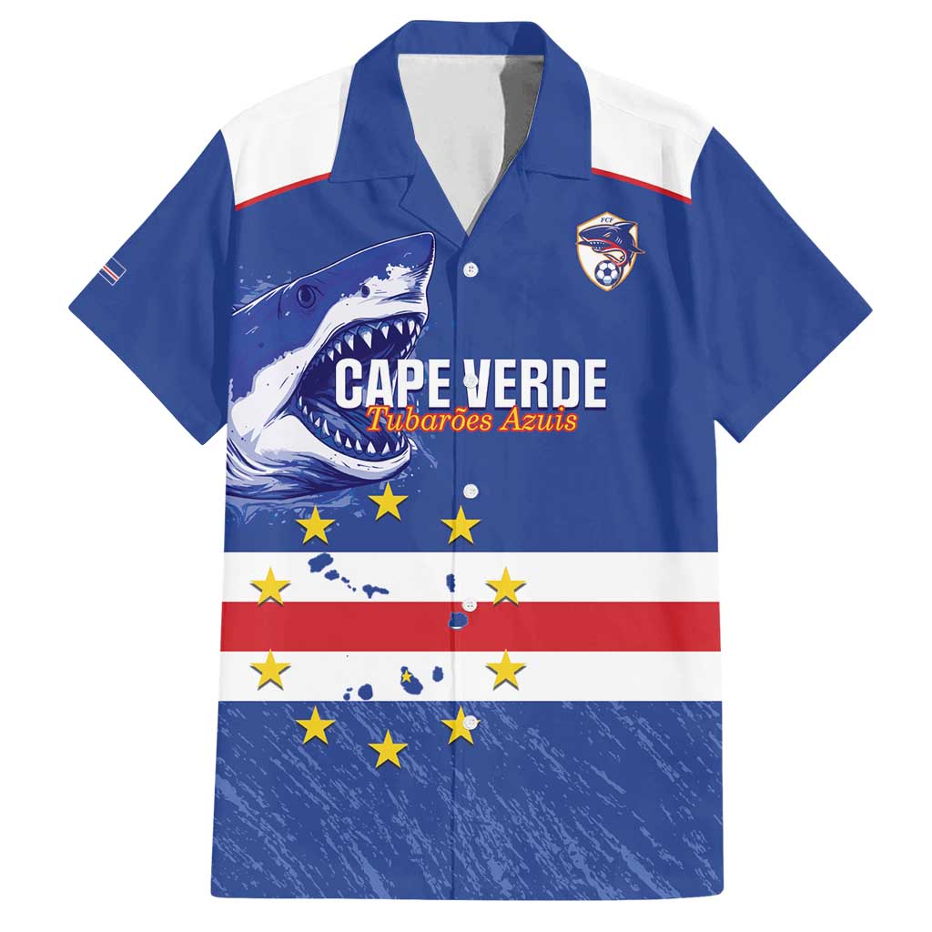 Cape Verde Football Custom Family Matching Off Shoulder Short Dress and Hawaiian Shirt Come On Tubaroes Azuis Shark - Wonder Print Shop