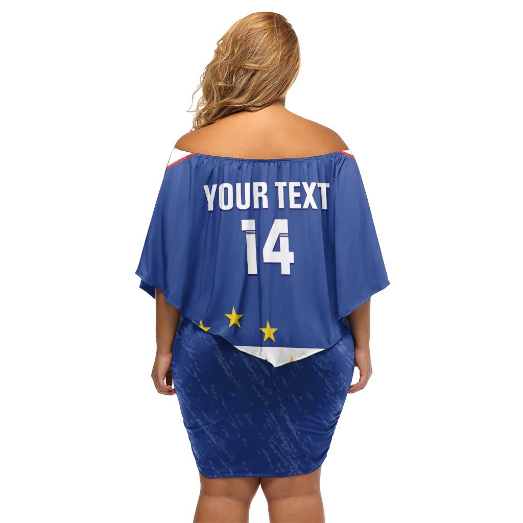 Cape Verde Football Custom Family Matching Off Shoulder Short Dress and Hawaiian Shirt Come On Tubaroes Azuis Shark - Wonder Print Shop