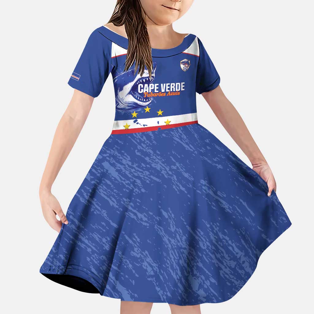 Cape Verde Football Custom Family Matching Puletasi and Hawaiian Shirt Come On Tubaroes Azuis Shark - Wonder Print Shop