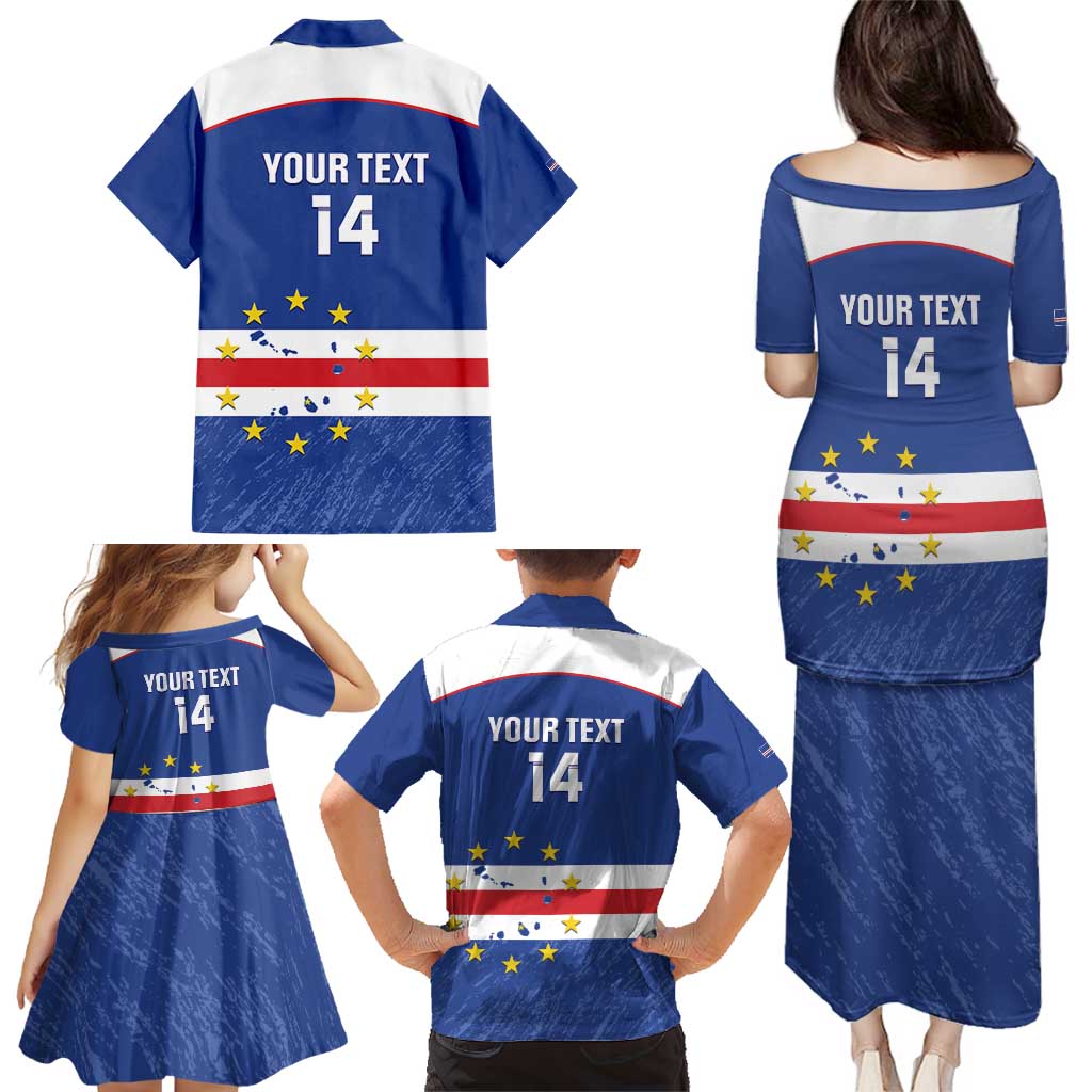 Cape Verde Football Custom Family Matching Puletasi and Hawaiian Shirt Come On Tubaroes Azuis Shark - Wonder Print Shop