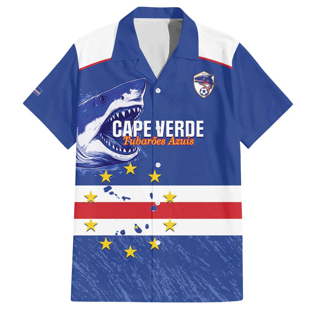 Cape Verde Football Custom Family Matching Puletasi and Hawaiian Shirt Come On Tubaroes Azuis Shark - Wonder Print Shop