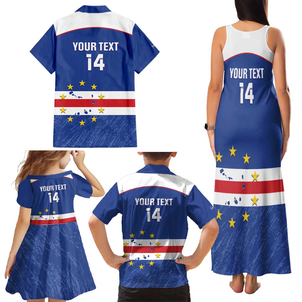 Cape Verde Football Custom Family Matching Tank Maxi Dress and Hawaiian Shirt Come On Tubaroes Azuis Shark - Wonder Print Shop