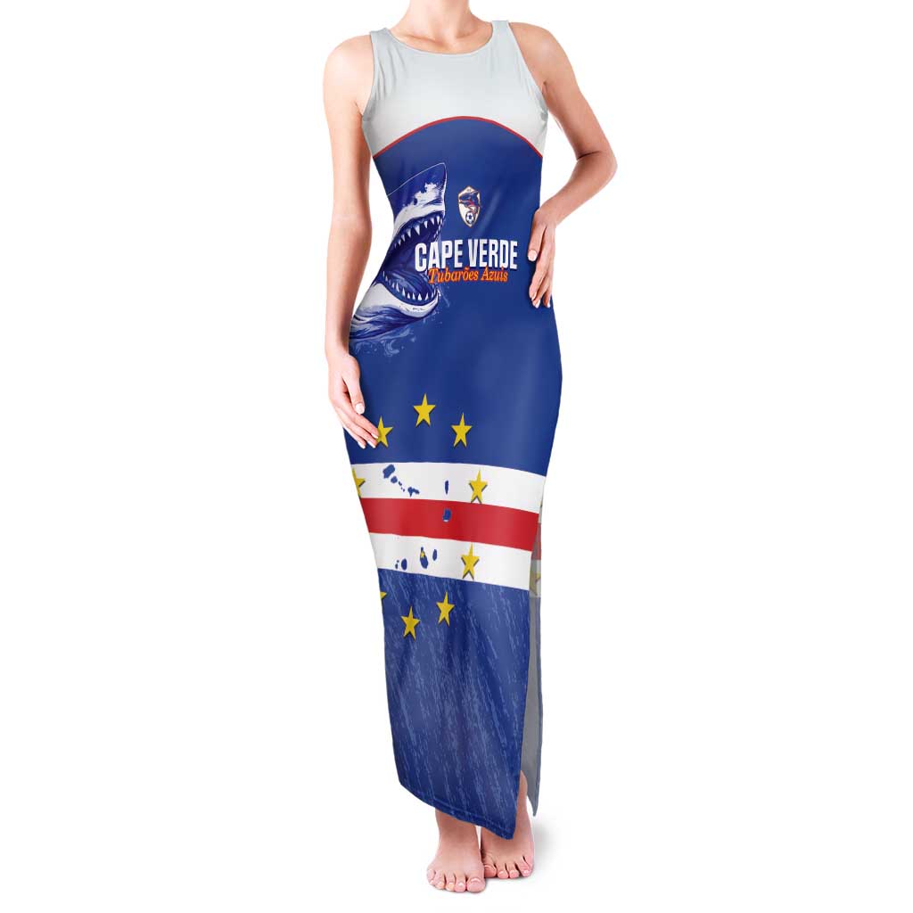 Cape Verde Football Custom Family Matching Tank Maxi Dress and Hawaiian Shirt Come On Tubaroes Azuis Shark - Wonder Print Shop