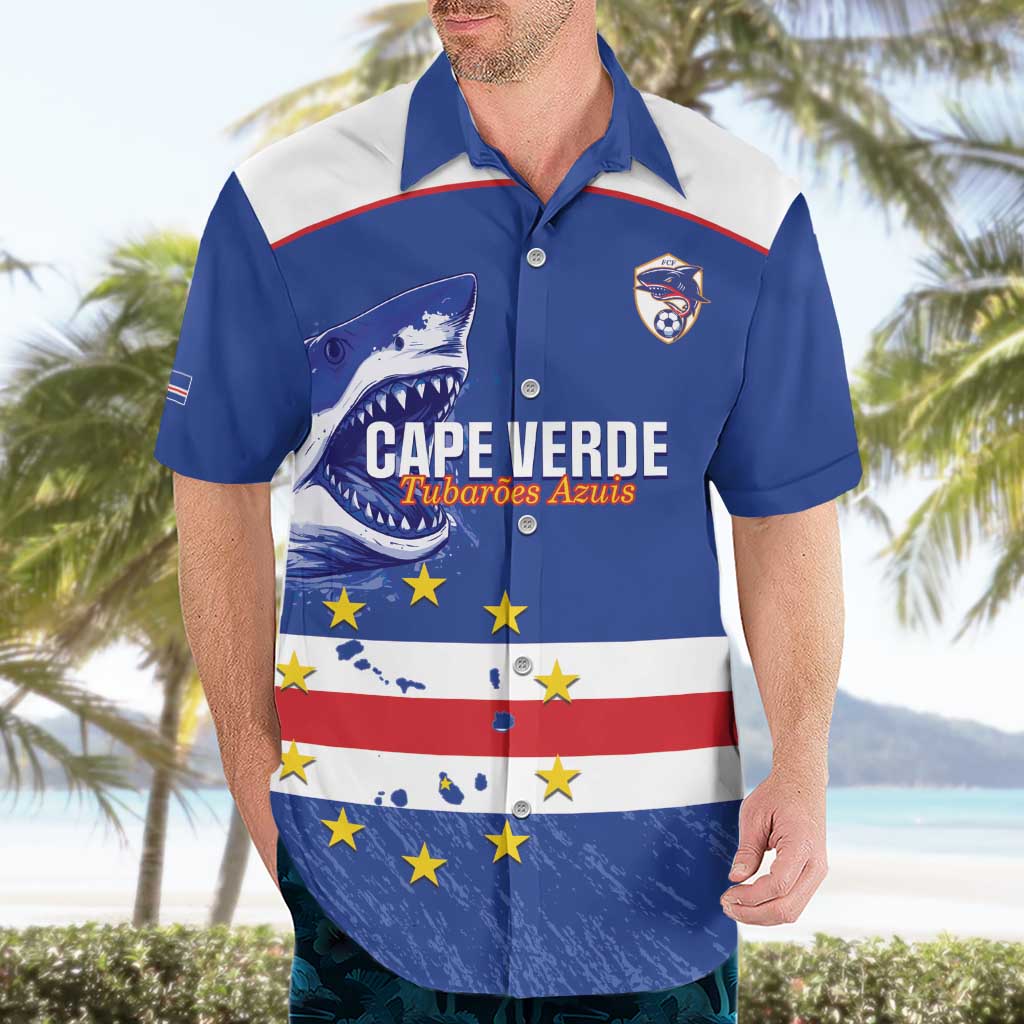 Cape Verde Football Custom Hawaiian Shirt Come On Tubaroes Azuis Shark - Wonder Print Shop