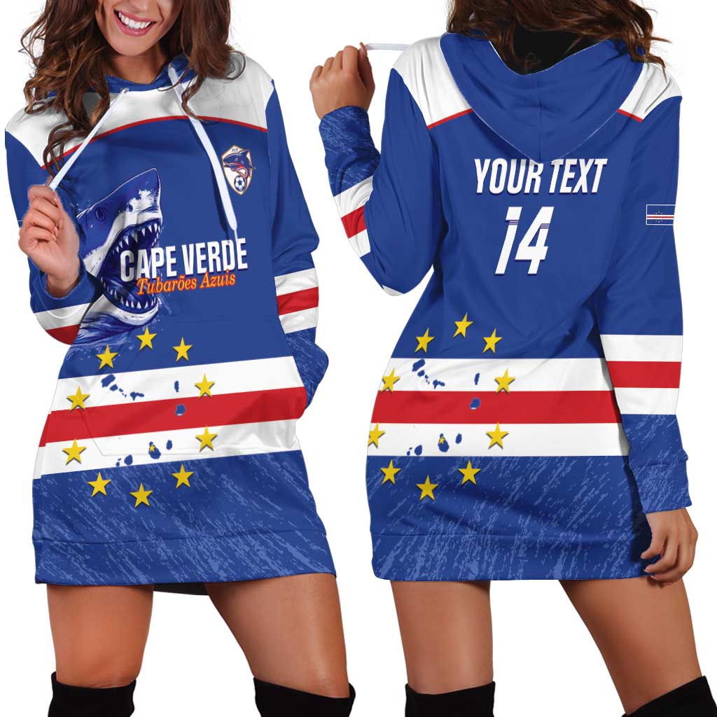 Cape Verde Football Custom Hoodie Dress Come On Tubaroes Azuis Shark - Wonder Print Shop