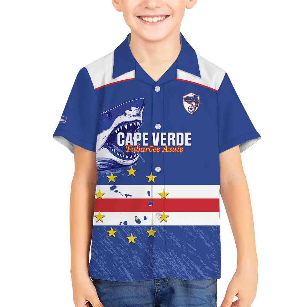 Cape Verde Football Custom Kid Hawaiian Shirt Come On Tubaroes Azuis Shark - Wonder Print Shop