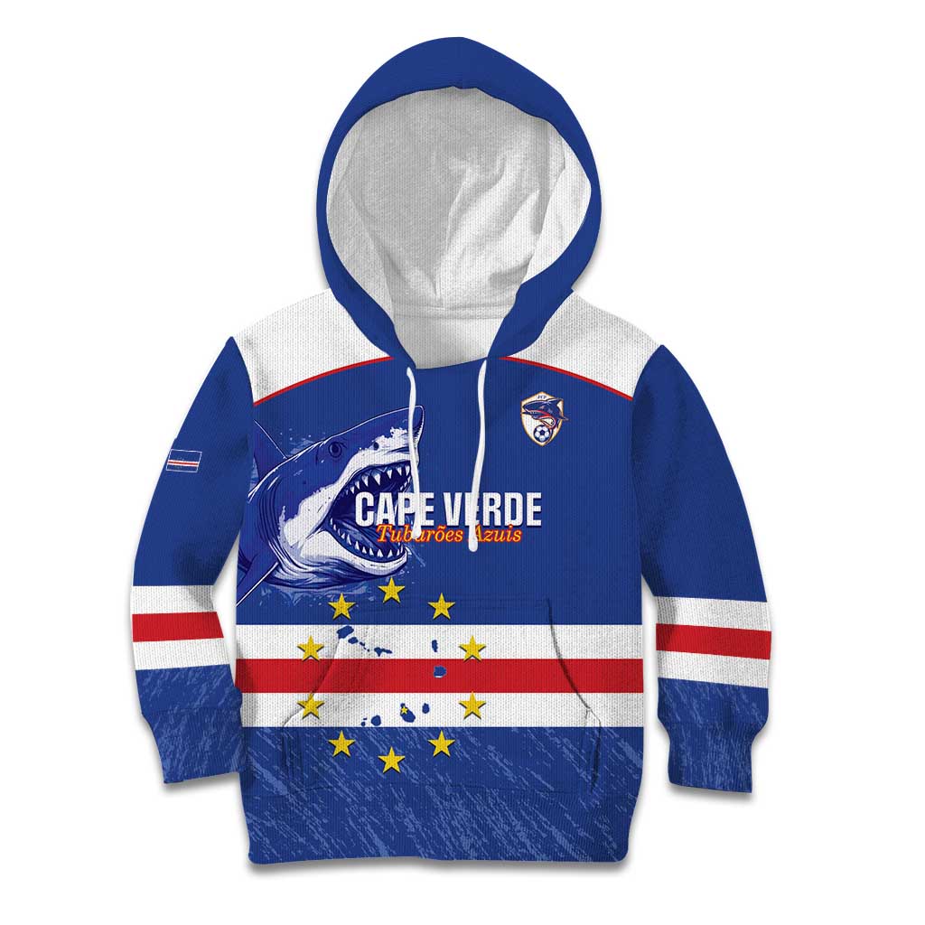 Cape Verde Football Custom Kid Hoodie Come On Tubaroes Azuis Shark - Wonder Print Shop