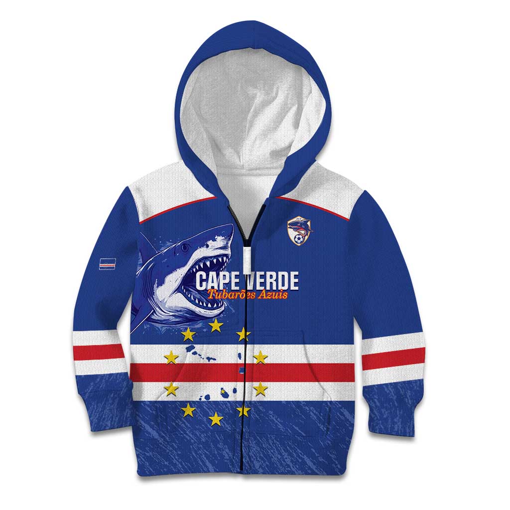 Cape Verde Football Custom Kid Hoodie Come On Tubaroes Azuis Shark - Wonder Print Shop