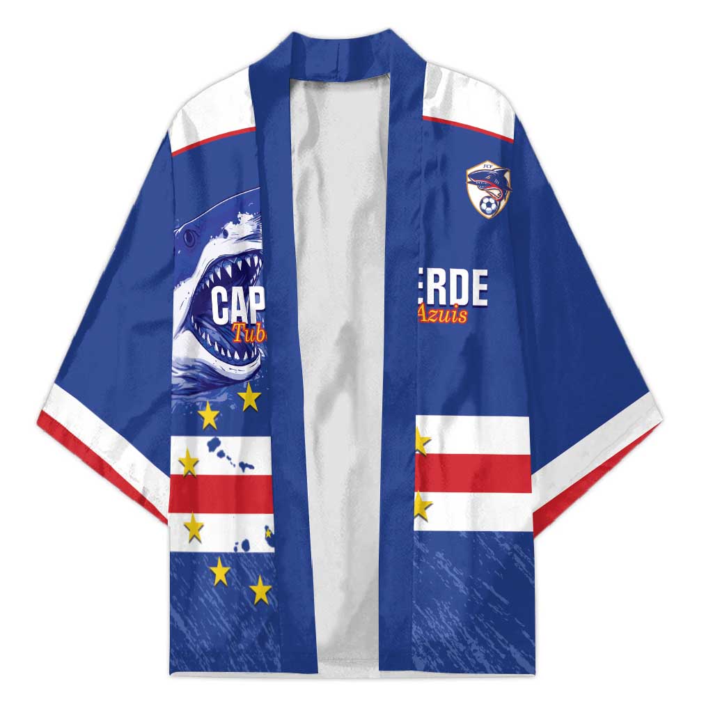 Cape Verde Football Custom Kimono Come On Tubaroes Azuis Shark - Wonder Print Shop