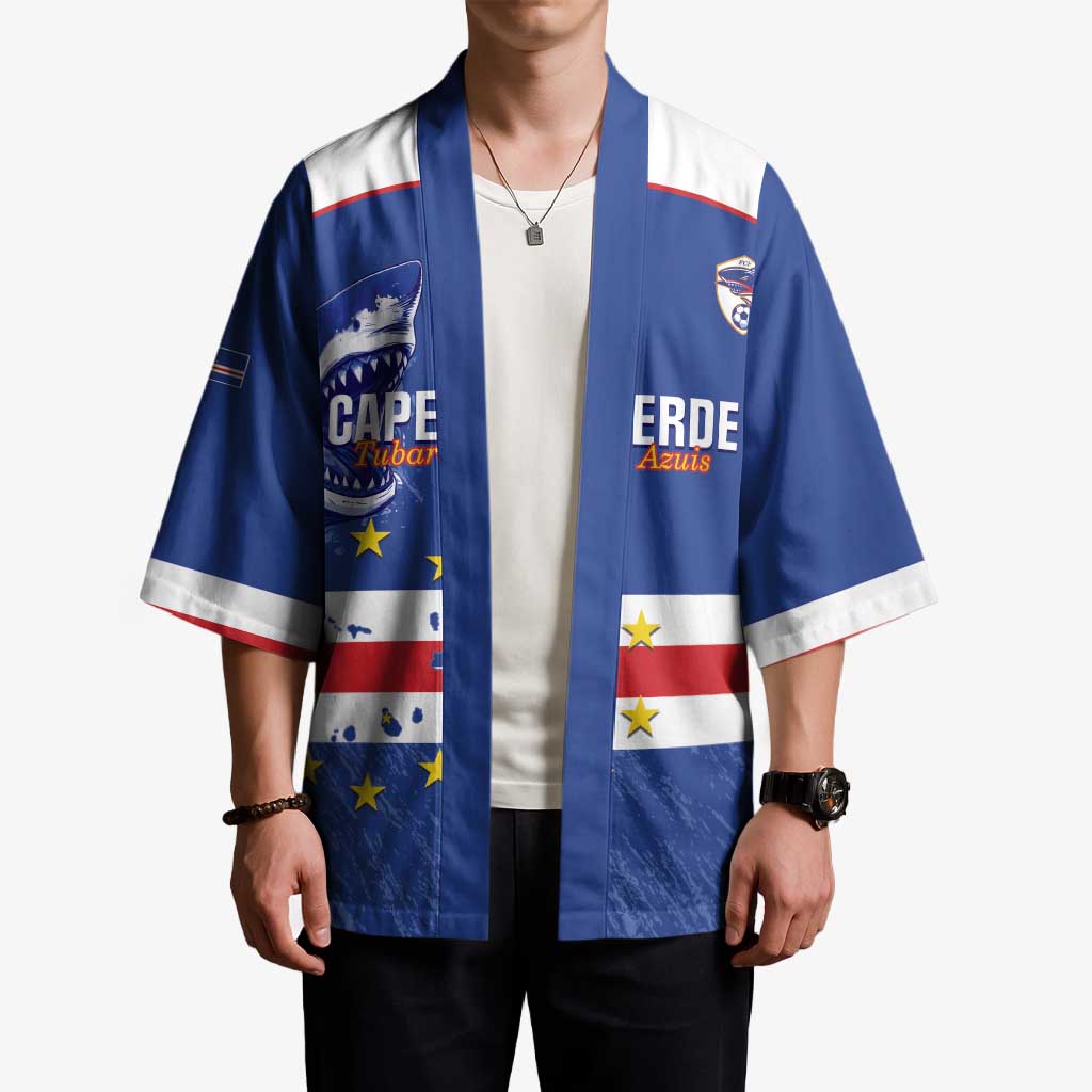 Cape Verde Football Custom Kimono Come On Tubaroes Azuis Shark - Wonder Print Shop