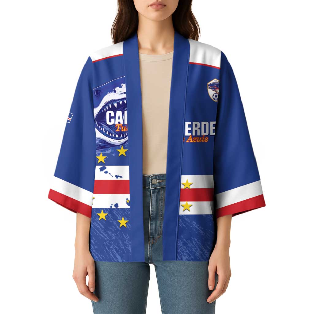 Cape Verde Football Custom Kimono Come On Tubaroes Azuis Shark - Wonder Print Shop