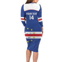 Cape Verde Football Custom Long Sleeve Bodycon Dress Come On Tubaroes Azuis Shark - Wonder Print Shop