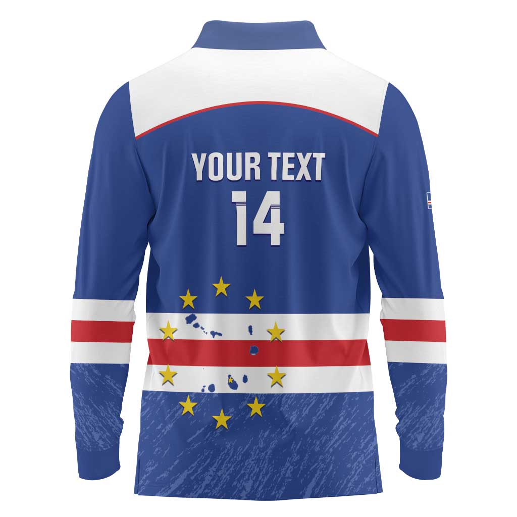 Cape Verde Football Custom Long Sleeve Polo Shirt Come On Tubaroes Azuis Shark - Wonder Print Shop