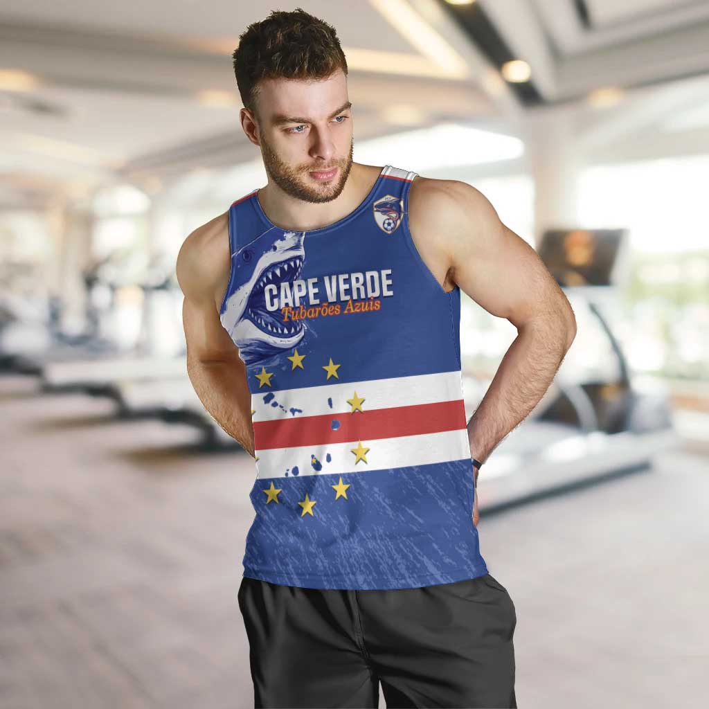 Cape Verde Football Custom Men Tank Top Come On Tubaroes Azuis Shark - Wonder Print Shop