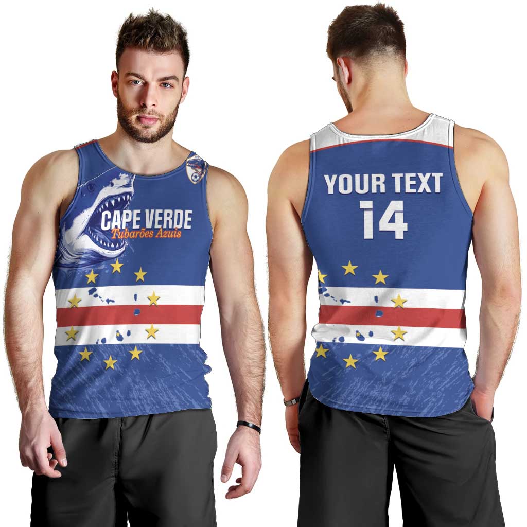 Cape Verde Football Custom Men Tank Top Come On Tubaroes Azuis Shark - Wonder Print Shop