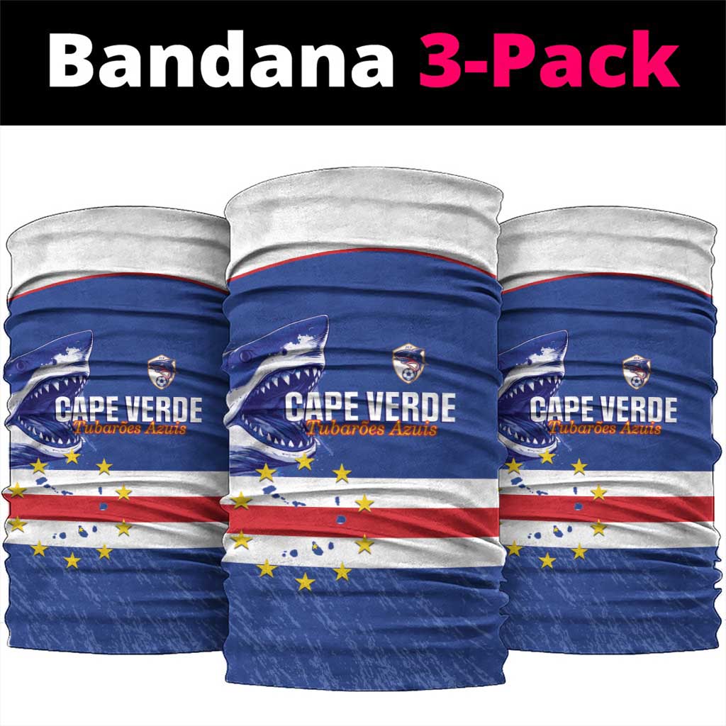 Cape Verde Football Neck Gaiter Come On Tubaroes Azuis Shark - Wonder Print Shop