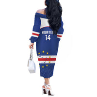 Cape Verde Football Custom Off The Shoulder Long Sleeve Dress Come On Tubaroes Azuis Shark - Wonder Print Shop