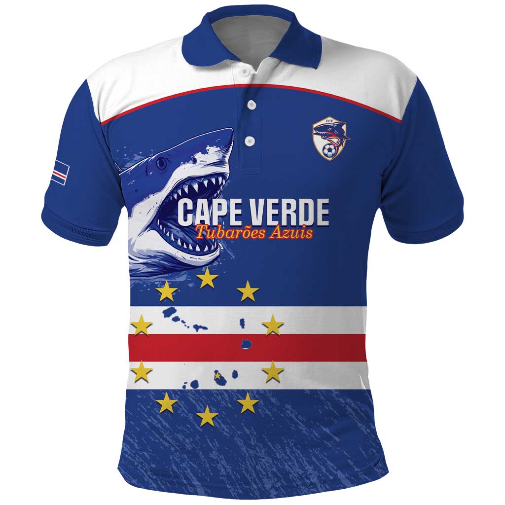 Cape Verde Football Custom Polo Shirt Come On Tubaroes Azuis Shark - Wonder Print Shop