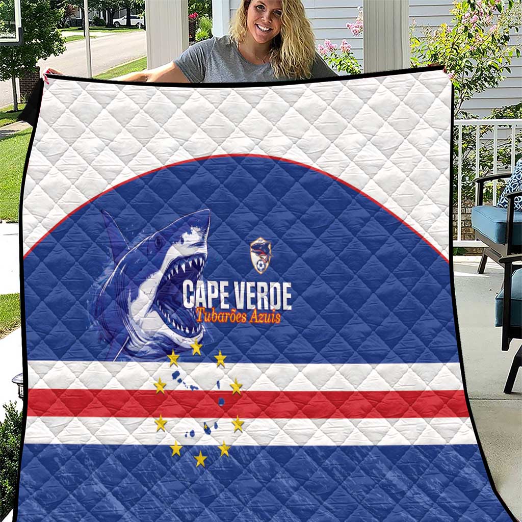 Cape Verde Football Quilt Come On Tubaroes Azuis Shark - Wonder Print Shop
