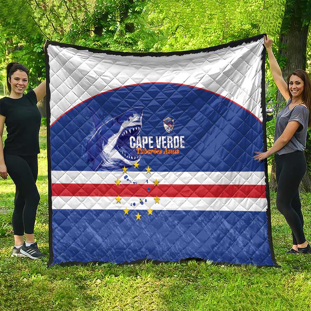 Cape Verde Football Quilt Come On Tubaroes Azuis Shark - Wonder Print Shop