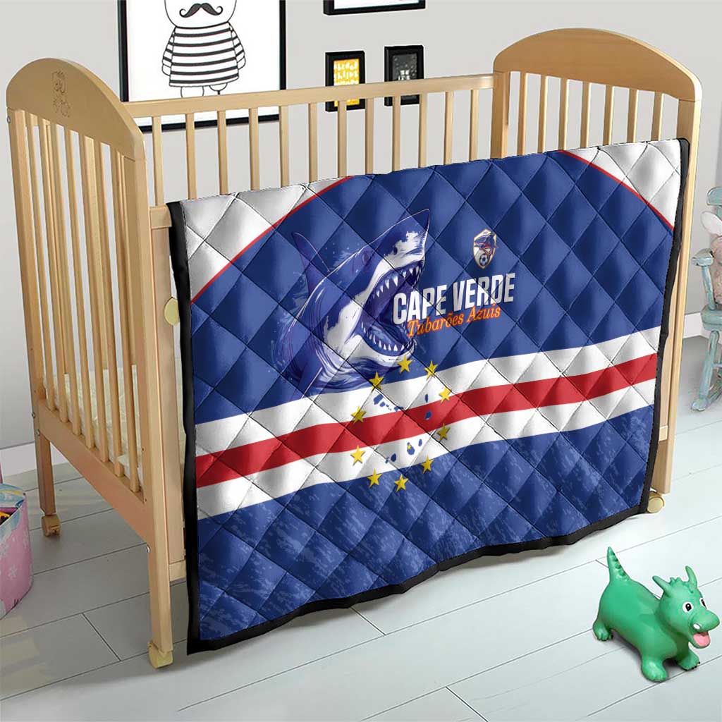 Cape Verde Football Quilt Come On Tubaroes Azuis Shark - Wonder Print Shop