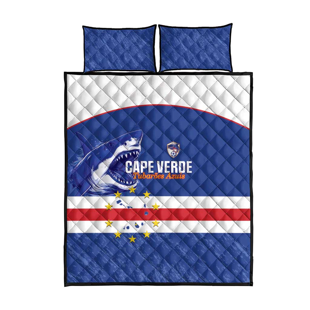Cape Verde Football Quilt Bed Set Come On Tubaroes Azuis Shark - Wonder Print Shop