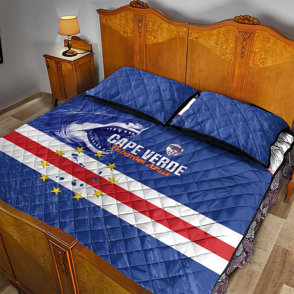 Cape Verde Football Quilt Bed Set Come On Tubaroes Azuis Shark - Wonder Print Shop