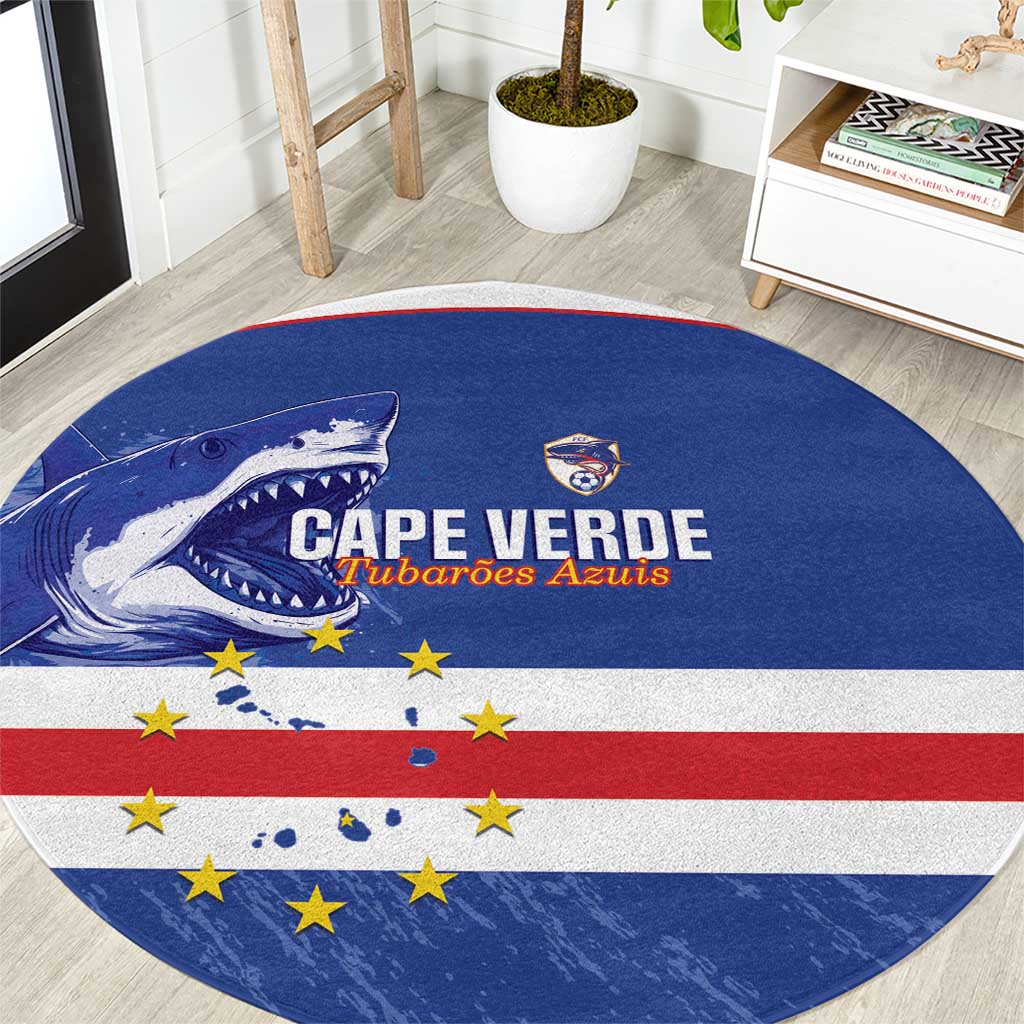 Cape Verde Football Round Carpet Come On Tubaroes Azuis Shark - Wonder Print Shop