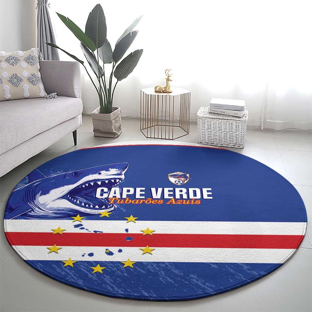 Cape Verde Football Round Carpet Come On Tubaroes Azuis Shark - Wonder Print Shop