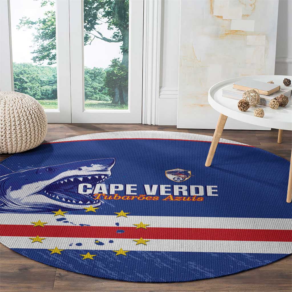 Cape Verde Football Round Carpet Come On Tubaroes Azuis Shark - Wonder Print Shop