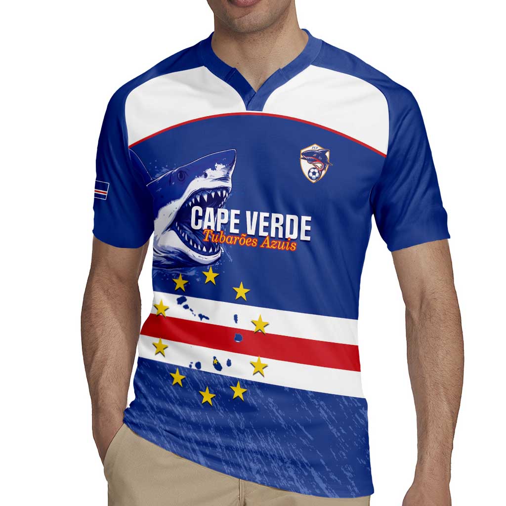 Cape Verde Football Custom Rugby Jersey Come On Tubaroes Azuis Shark - Wonder Print Shop